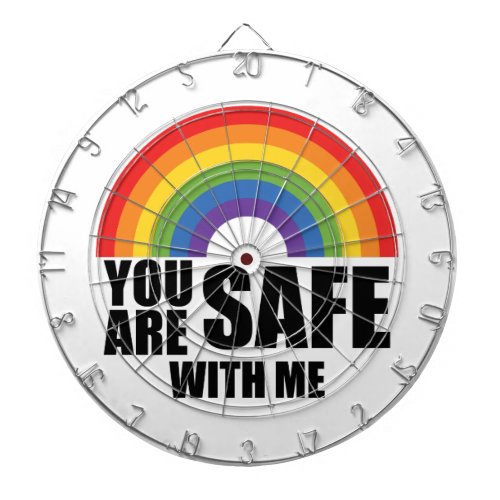 You Are Safe With Me LGBTQ Rainbow Pride  Dart Board