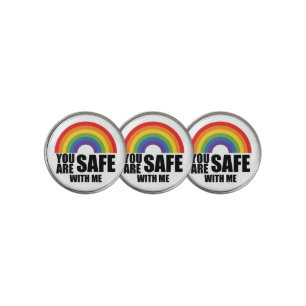 You Are Safe With Me LGBTQ Rainbow Pride  Golf Ball Marker