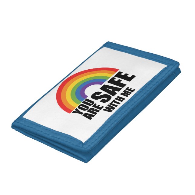 You Are Safe With Me LGBTQ Rainbow Pride  Trifold Wallet (Bottom)