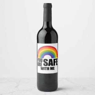 You Are Safe With Me LGBTQ Rainbow Pride  Wine Label