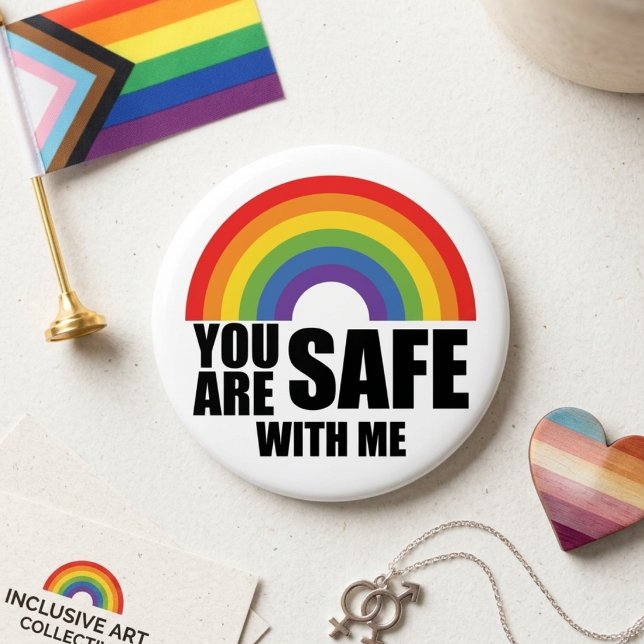 You Are Safe With Me Rainbow Ally Message Button (Creator Uploaded)