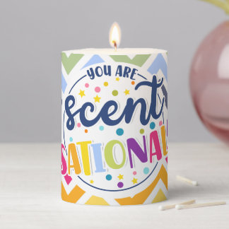 You Are Scent-sational Rainbow Chevron Colorful Pillar Candle
