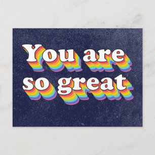 You Are So Great Retro Style Holiday Postcard