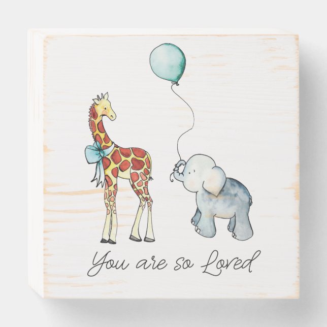 You Are So Loved Elephant and Giraffe Wooden Box Sign (Front Horizontal)