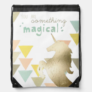 You Are Something Magical Gold Unicorn Drawstring Bag