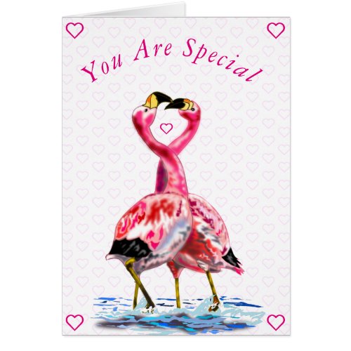 You Are Special Card Couple Pink Flamingos
