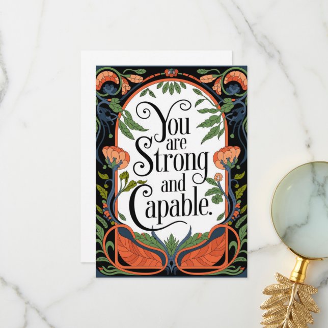 You Are Strong and Capable Inspirational Quote  Thank You Card (Front/Back In Situ)
