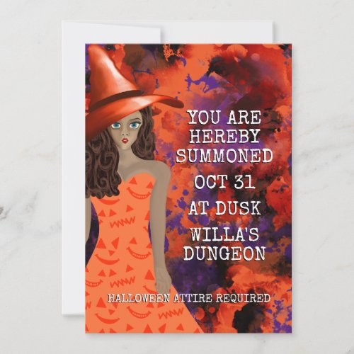 You are Summoned Halloween Costume Party Witch Invitation