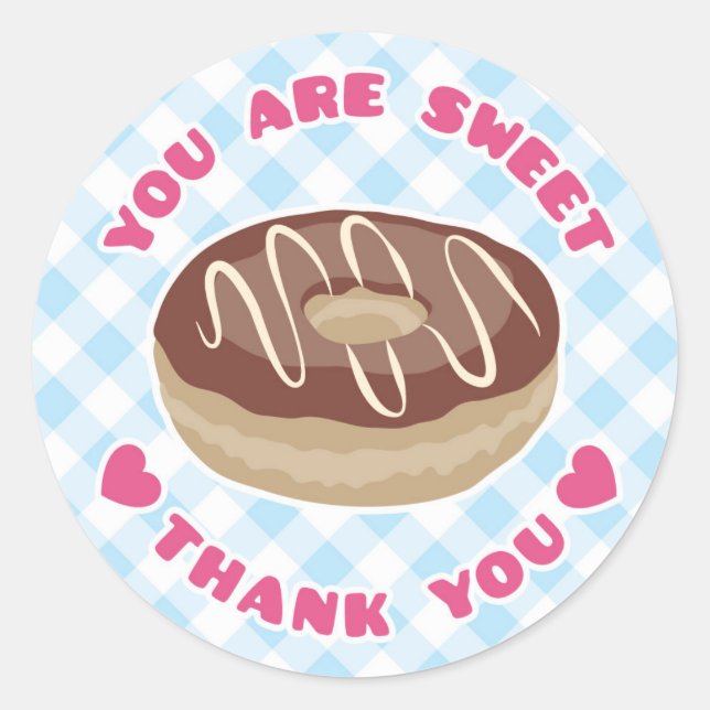 You Are Sweet Chocolate Donut Thank You Sticker (Front)