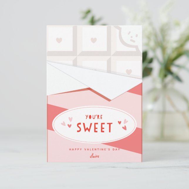 You are sweet classroom Valentine's day card white (Standing Front)