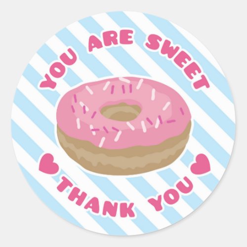 You Are Sweet Pink Donut Thank You Sticker