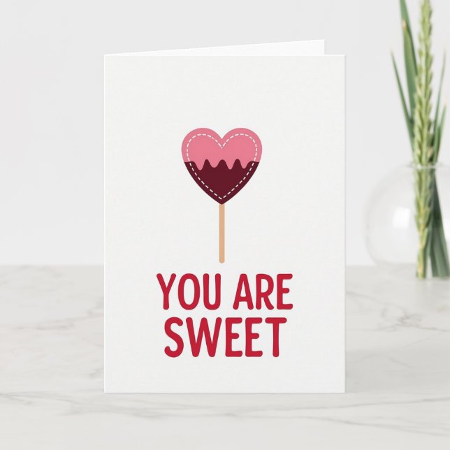 You Are Sweet Stitched Lollipop Card (Front)