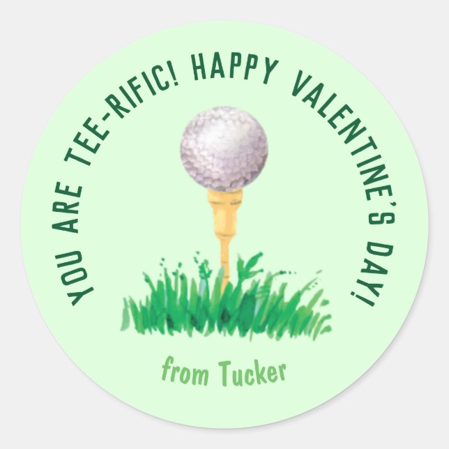 You Are Tee-rific Golf Valentine Sticker (Front)