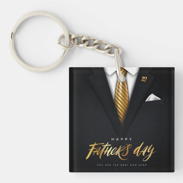 You Are the Best Dad Ever Black Gold Father's Day Keychain (Front)