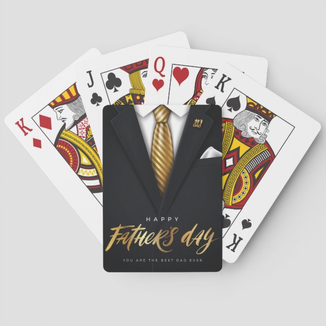 You Are the Best Dad Ever Black Gold Father's Day Poker Cards (Back)