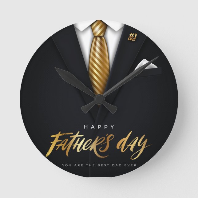 You Are the Best Dad Ever Black Gold Father's Day Round Clock (Front)