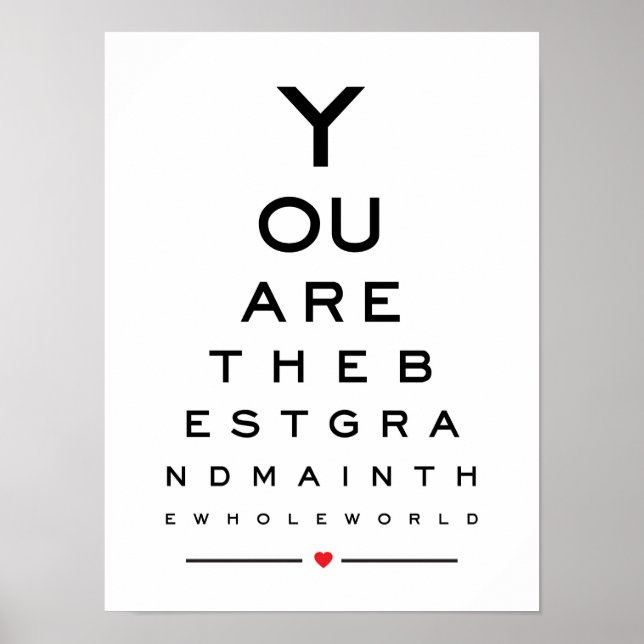 You are the best grandma in the world eye chart (Front)
