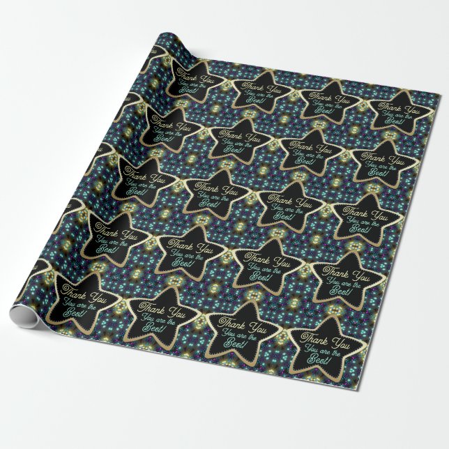 You are the Best Magical Stars Thank You Sticker Wrapping Paper (Unrolled)