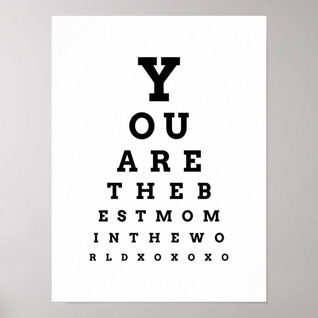 You are the Best Mom in the World eye chart Zazzle