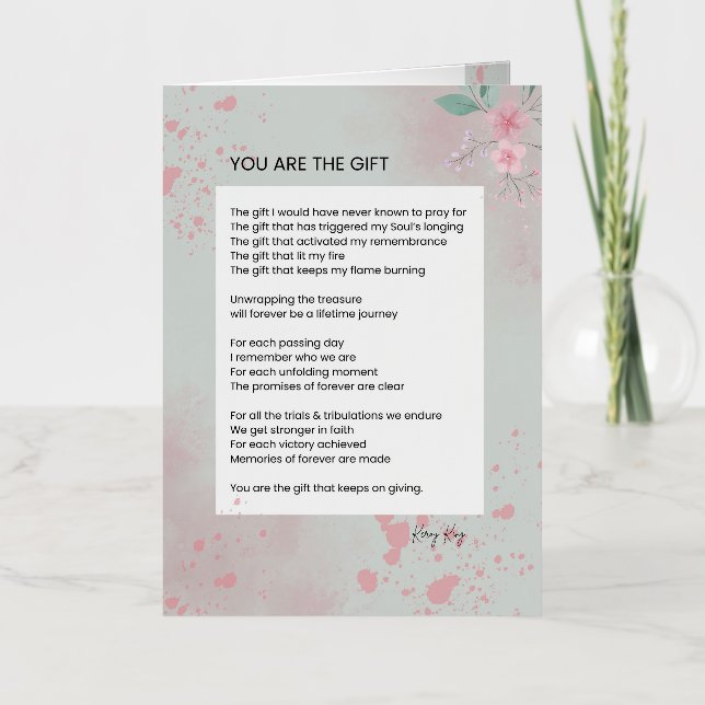You Are The Gift - Self Love Inspirational Poem  Foil Greeting Card (Front)