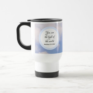 You are the Light of the World Bible Verse Blue Tr Travel Mug