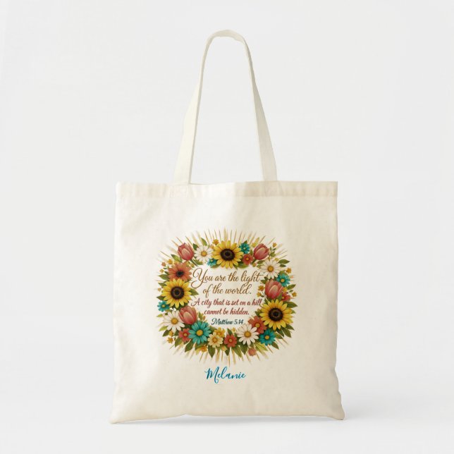 You Are the Light Personalized Christian Tote Bag (Front)