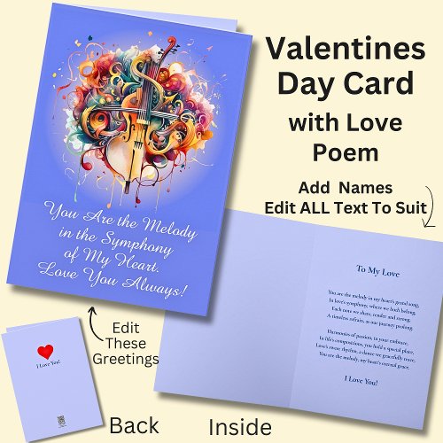 You Are the Melody in My Valentines  Love Poem Card