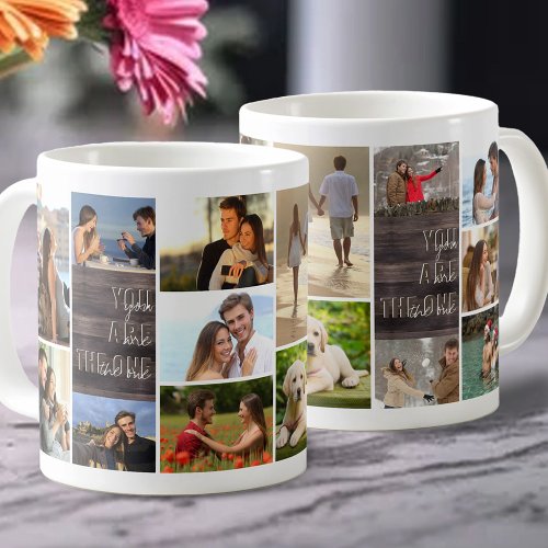 You are the One 14 Photo Collage Wood Panel Coffee Mug