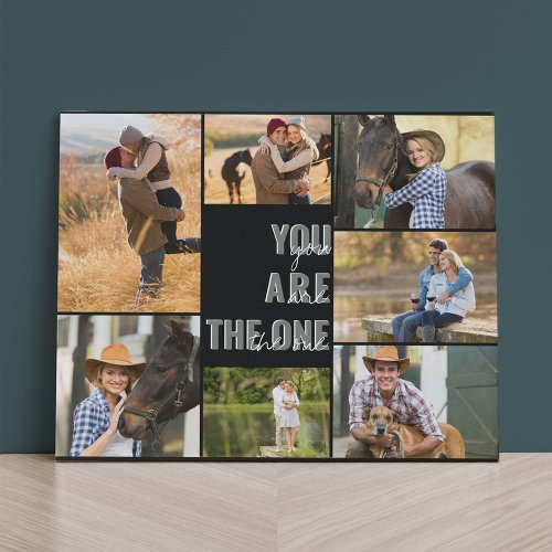 You are the One 7 Photo Collage Black Faux Canvas Print