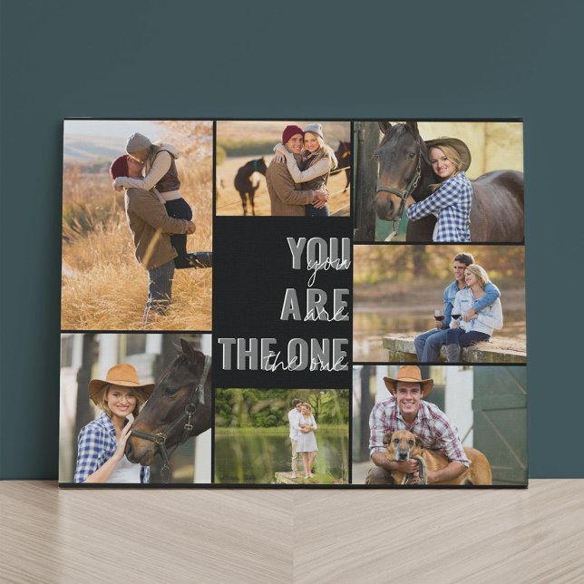 You are the One 7 Photo Collage Black Faux Canvas Print (Creator Uploaded)