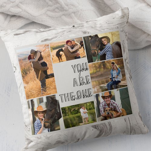 You are The One 7 Photo Collage Grey Marble Throw Pillow