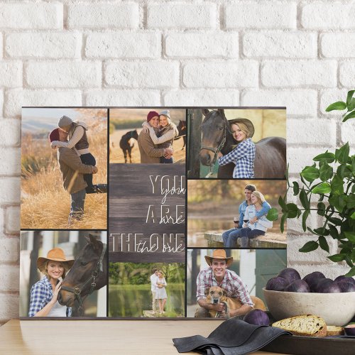 You are the One 7 Photo Collage Rustic Wood Faux Canvas Print