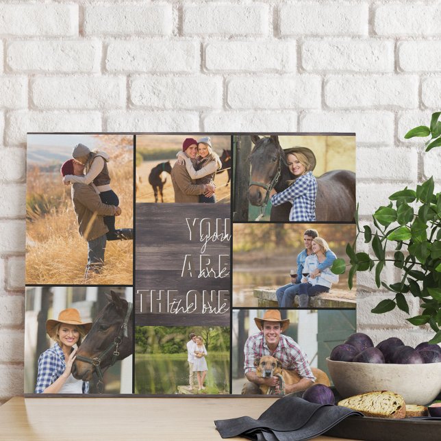 You are the One 7 Photo Collage Rustic Wood Faux Canvas Print (Creator Uploaded)