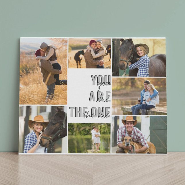 You are the One 7 Photo Collage White Faux Canvas Print (Creator Uploaded)