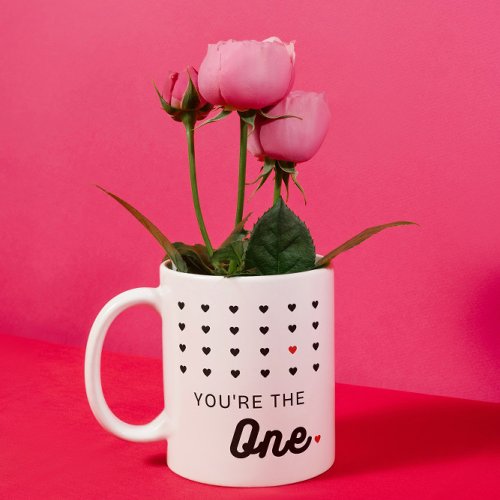 You are the one Black and red hearts Coffee Mug