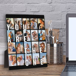 You are the One Picture Collage 20 Photo Plaque<br><div class="desc">Romantic photo display gift for your partner - perfect for a wedding anniversary, engagement, marriage proposal prop etc. The design features oversized print which reads "You are the one", displayed as an overlay on your pictures. The photo template is set up for you to add 20 of your favorite photos,...</div>