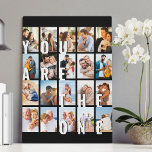 You are the One Romantic 20 Photo Collage Black Canvas Print<br><div class="desc">Romantic photo canvas gift for your partner - perfect for a wedding anniversary gift, engagement, proposal prop etc. The design features oversized print which reads "You are the one", displayed as an overlay on your pictures. The photo template is set up for you to add 20 of your favorite photos,...</div>