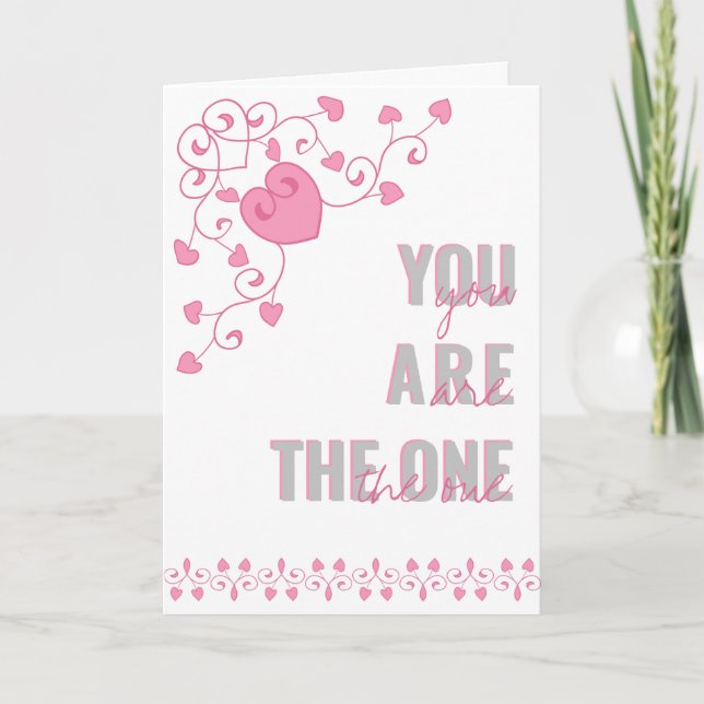 You Are the One Typography Heart Valentines Holiday Card (Front)