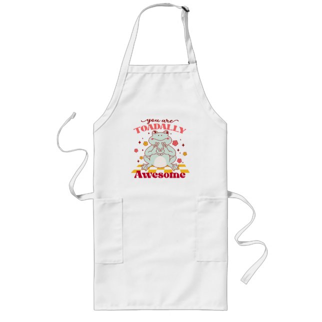 "You Are Toadally Awesome" | Cute Frog Pun Long Apron (Front)