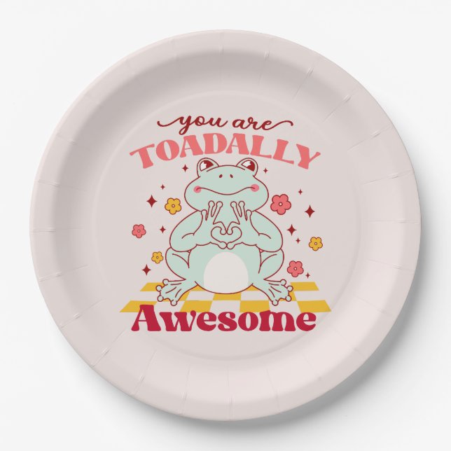 "You Are Toadally Awesome" | Cute Frog Pun Paper Plates (Front)