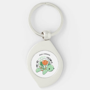 You Are Turtley Awesome Flower Succulent Turtle  Keychain