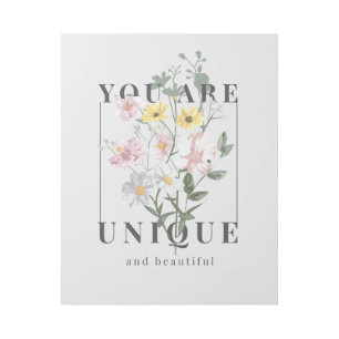 You are Unique Floral Slogan Gallery Wrap