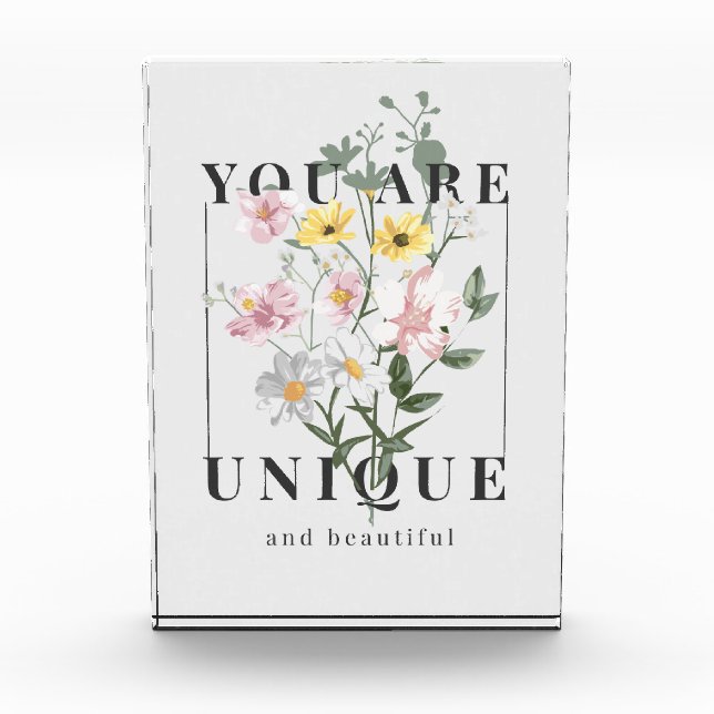 You are Unique Floral Slogan Photo Block (Front)