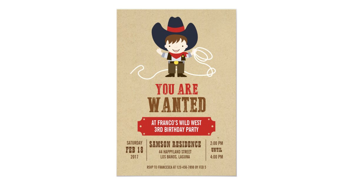 You Are Wanted Cowboy Western Birthday Invitation Zazzle Com