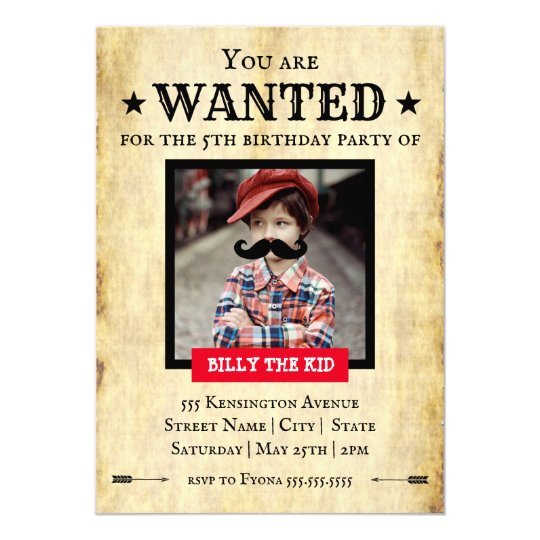 You Are Wanted Western Style Birthday Party Invitation You Are Wanted Western Style Birthday Party Invitation