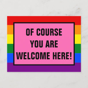 You Are Welcome Here LGBTQ Customer Rainbow Pride Postcard