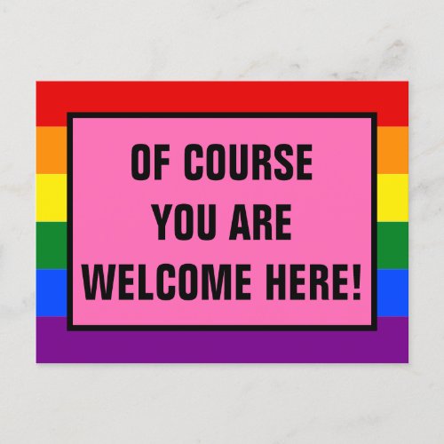 You Are Welcome Here LGBTQ Customer Rainbow Pride Postcard