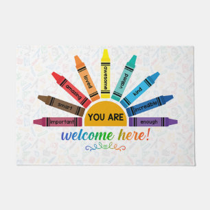You Are Welcome Here Mat, Crayons Doormat