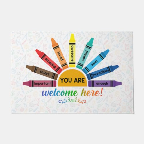 You Are Welcome Here Mat Crayons Doormat