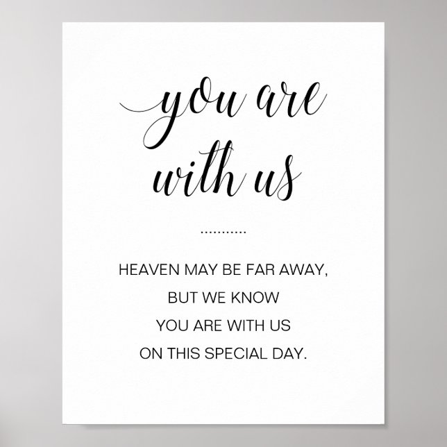 You Are With Us Heaven May Be Far Away Wedding Poster (Front)